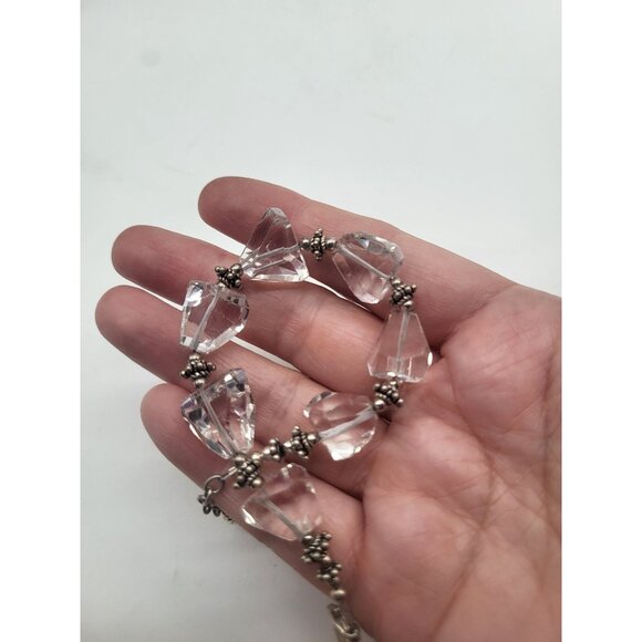 Chunky Asymmetrical Clear Quartz? Bracelet Sterling Silver 925 Heart Clasp - Picture 9 of 9